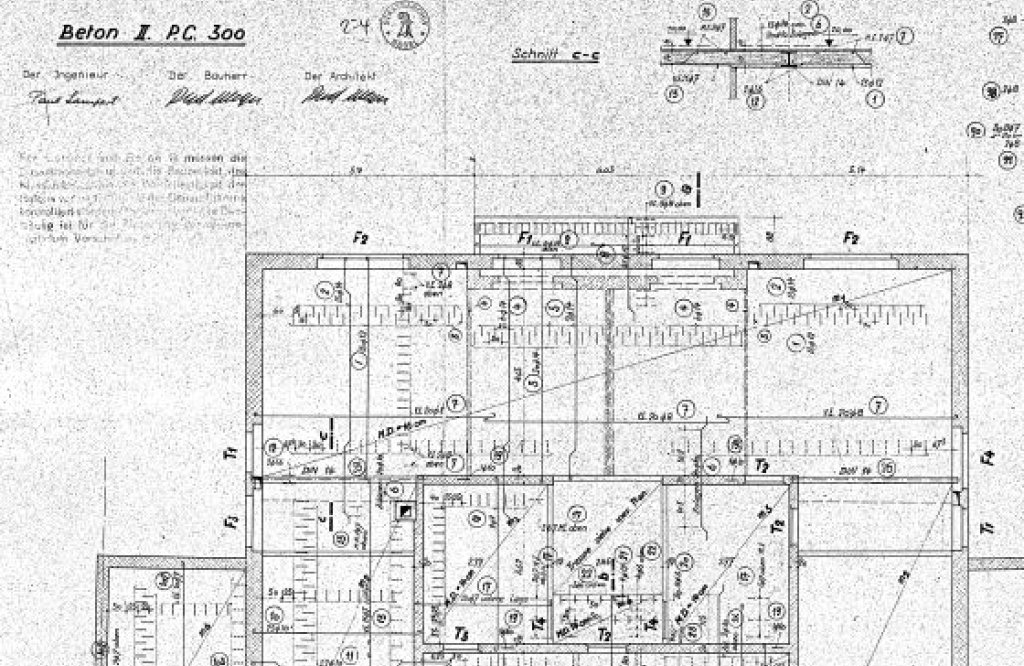 Alte Ingenieurpläne von 1952