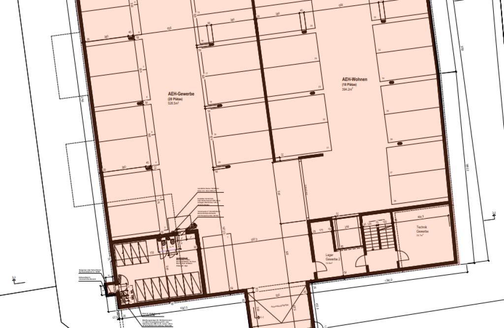 Grundriss Autoeinstellhalle Frenkendorf