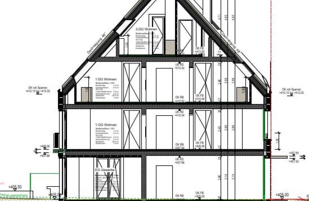Schnitt durch Haus Laufen